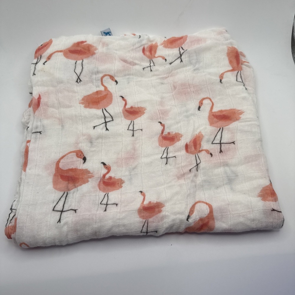 Little Unicorn Flamingo Baby Swaddle Muslin 100% Cotton Blanket Pink White